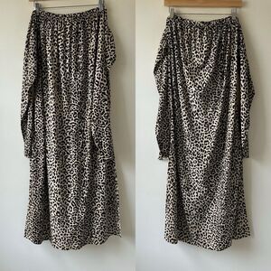 J. Crew Womens Elastic Waistband Leopard Printed Maxi Skirt Brown Size M Summer